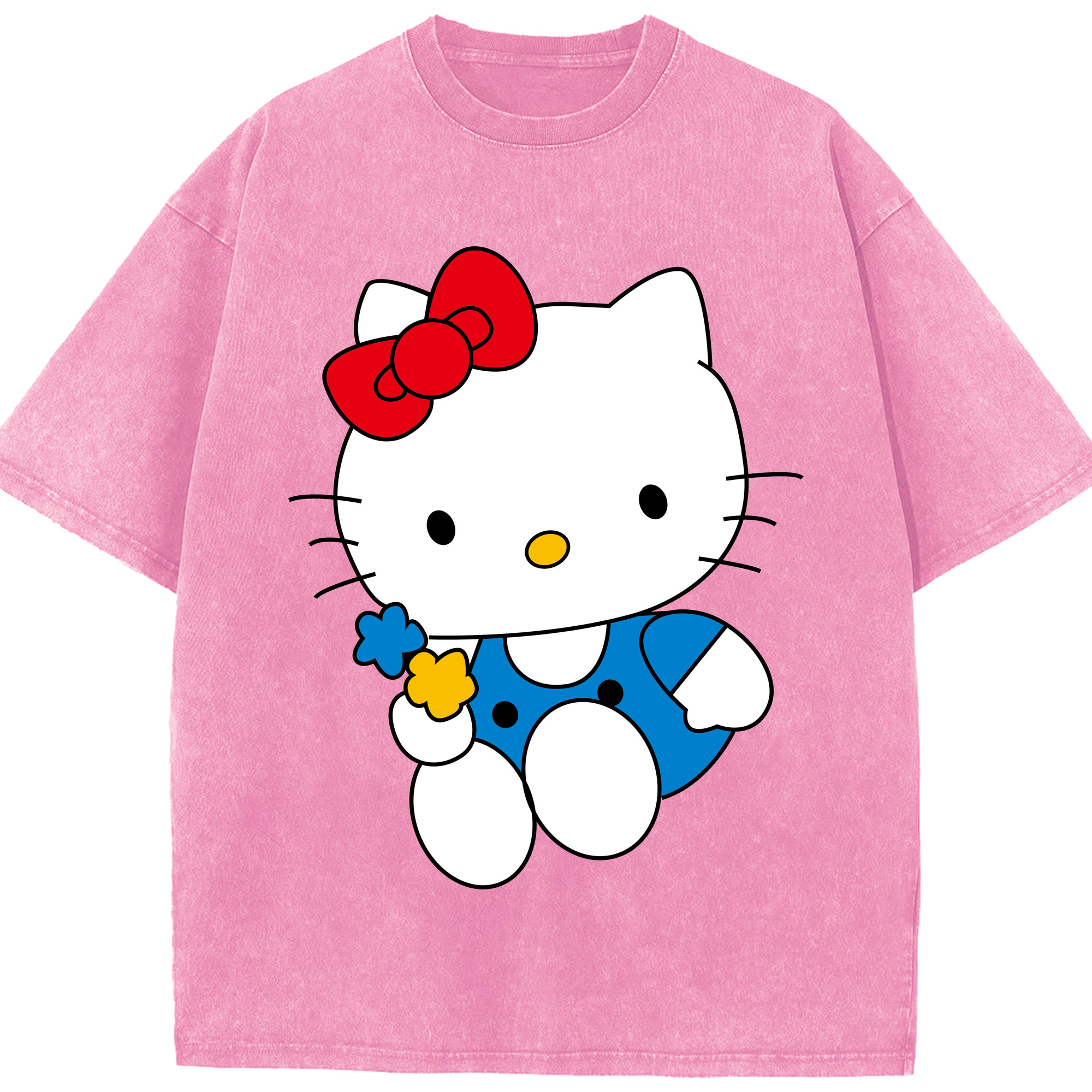 （画像用） Hello Kitty ハローキティ 綿100% ヴィンテージ風 半袖Tシャツ（フロントプリント）